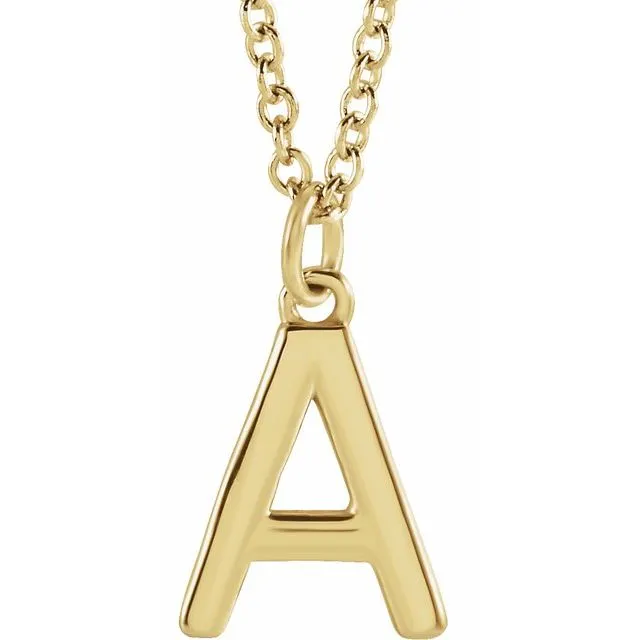 Necklaces TreasureFineJewelers 14K Yellow Gold Initial A Dangle 16 Necklace Necklaces TreasureFineJewelers 14K Yellow Gold Initial A Dangle 16 Necklace