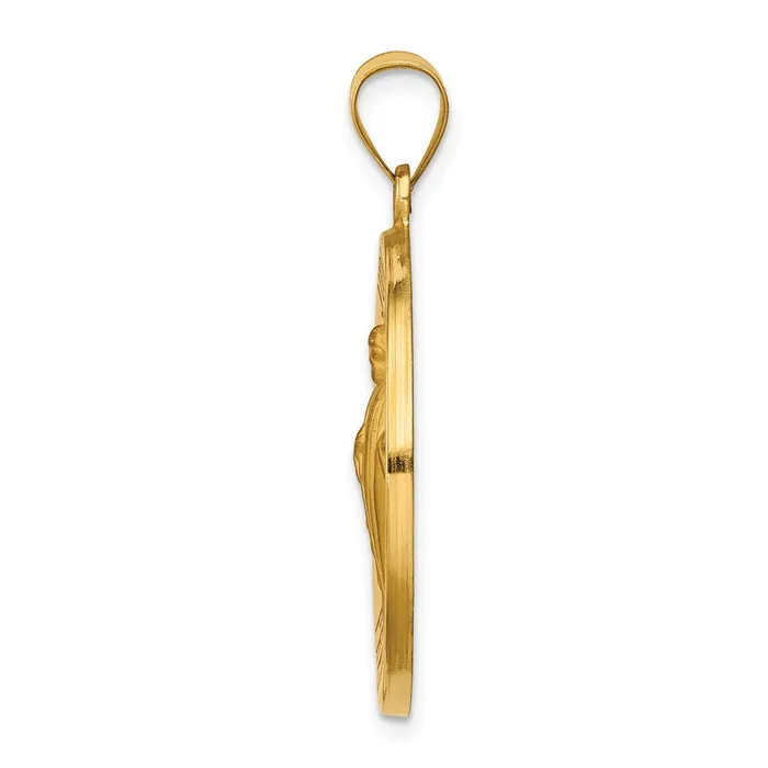 Necklaces TreasureFineJewelers 14k Yellow Gold Polished and Satin St Jude Thaddeus Medal Hollow Pendant