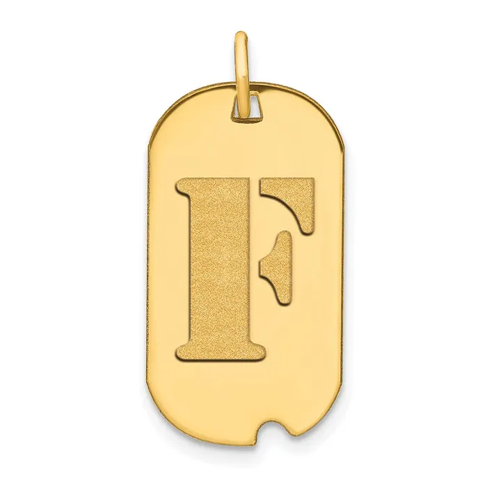 Necklaces TreasureFineJewelers 14k Yellow Gold Polished Letter F Initial Dog Tag Pendant Necklaces TreasureFineJewelers 14k Yellow Gold Polished Letter F Initial Dog Tag Pendant