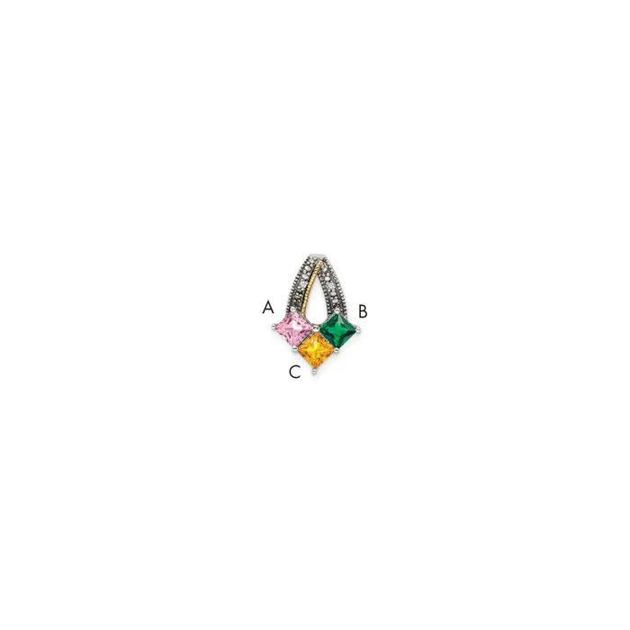 Necklaces TreasureFineJewelers Sterling Silver 14k Threestone and Diamond Mothers Pendant SemiMount Necklaces TreasureFineJewelers Sterling Silver 14k Threestone and Diamond Mothers Pendant SemiMount