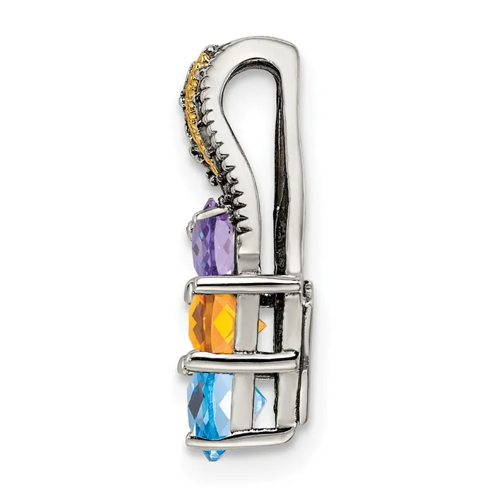 Necklaces TreasureFineJewelers Sterling Silver 14k Threestone and Diamond Mothers Pendant SemiMount