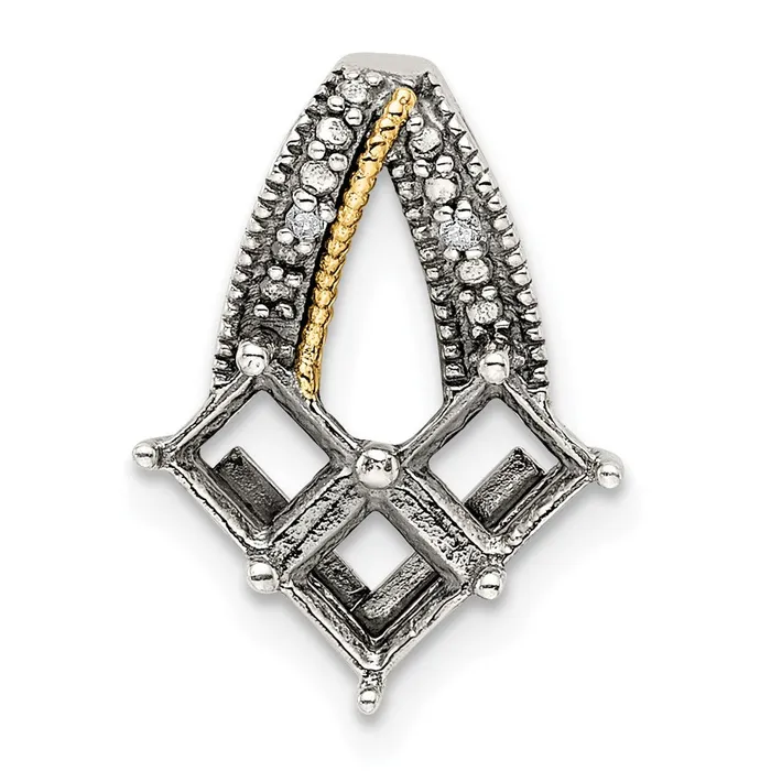 Necklaces TreasureFineJewelers Sterling Silver 14k Threestone and Diamond Mothers Pendant SemiMount