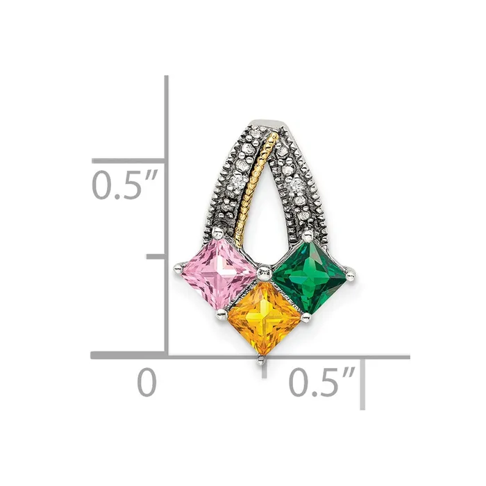 Necklaces TreasureFineJewelers Sterling Silver 14k Threestone and Diamond Mothers Pendant SemiMount