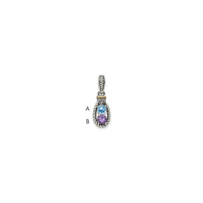 Necklaces TreasureFineJewelers Sterling Silver 14k Twostone and Diamond Mothers Pendant Necklaces TreasureFineJewelers Sterling Silver 14k Twostone and Diamond Mothers Pendant