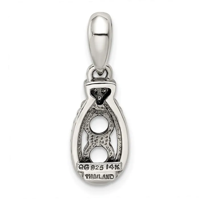 Necklaces TreasureFineJewelers Sterling Silver 14k Twostone and Diamond Mothers Pendant