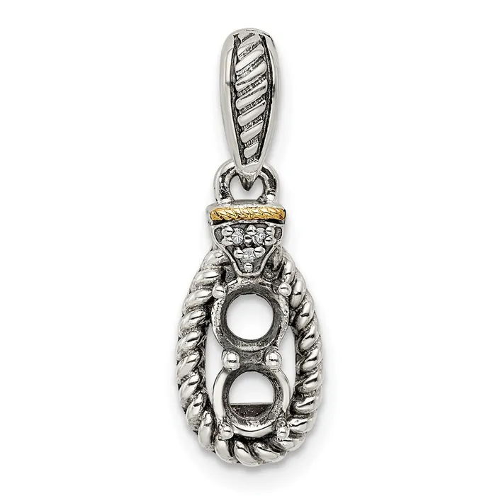 Necklaces TreasureFineJewelers Sterling Silver 14k Twostone and Diamond Mothers Pendant