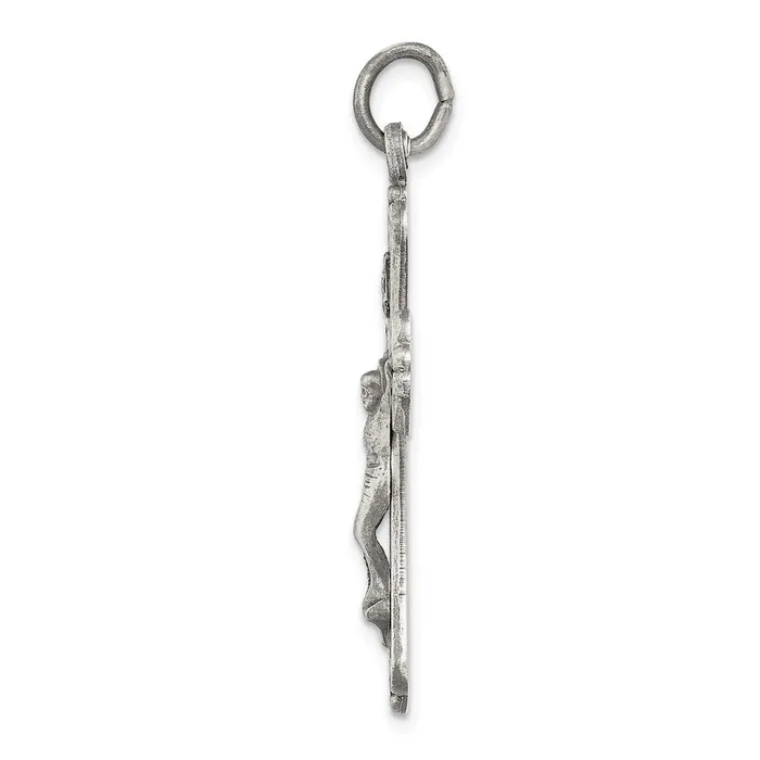 Necklaces TreasureFineJewelers Sterling Silver Antiqued and Brushed INRI Crucifix Pendant