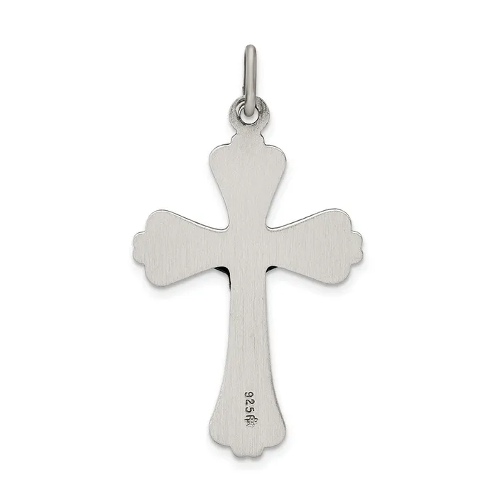 Necklaces TreasureFineJewelers Sterling Silver Antiqued and Brushed INRI Crucifix Pendant