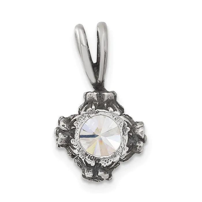 Necklaces TreasureFineJewelers Sterling Silver Antiqued CZ Pendant