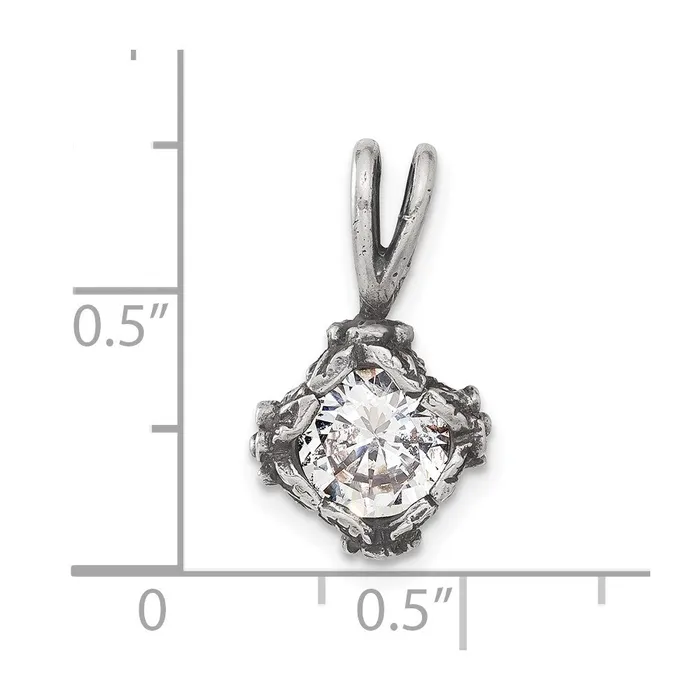 Necklaces TreasureFineJewelers Sterling Silver Antiqued CZ Pendant