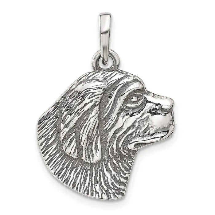 Necklaces TreasureFineJewelers Sterling Silver Antiqued Dog Pendant