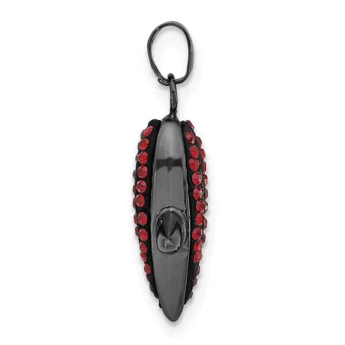 Necklaces TreasureFineJewelers Sterling Silver Black Ceramic Red Swarovski Crystal X Pendant