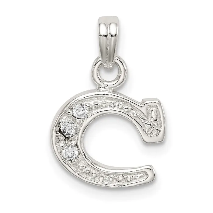 Necklaces TreasureFineJewelers Sterling Silver CZ Letter C Initial Pendant Necklaces TreasureFineJewelers Sterling Silver CZ Letter C Initial Pendant