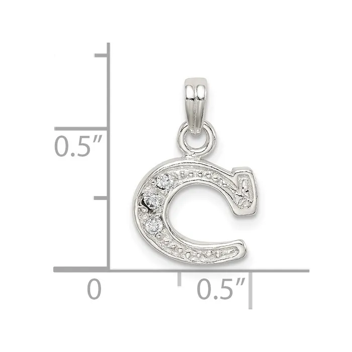 Necklaces TreasureFineJewelers Sterling Silver CZ Letter C Initial Pendant