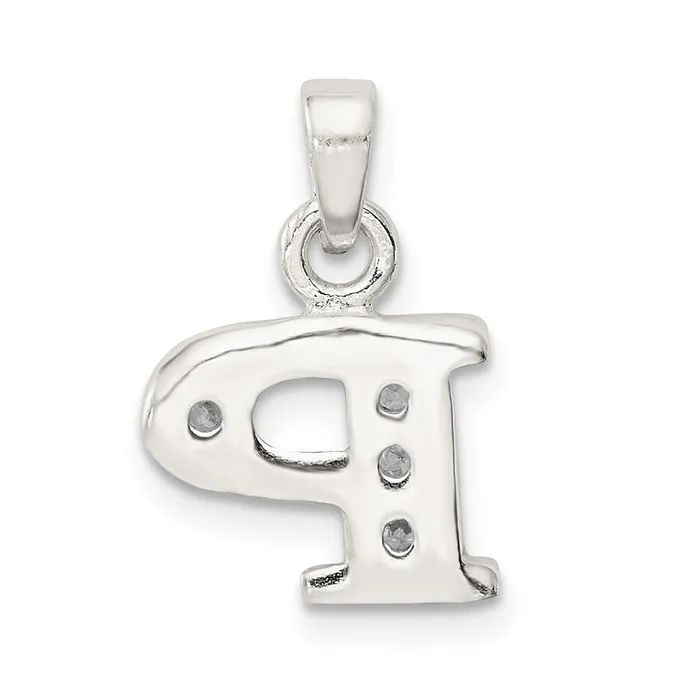 Necklaces TreasureFineJewelers Sterling Silver CZ Letter P Initial Pendant