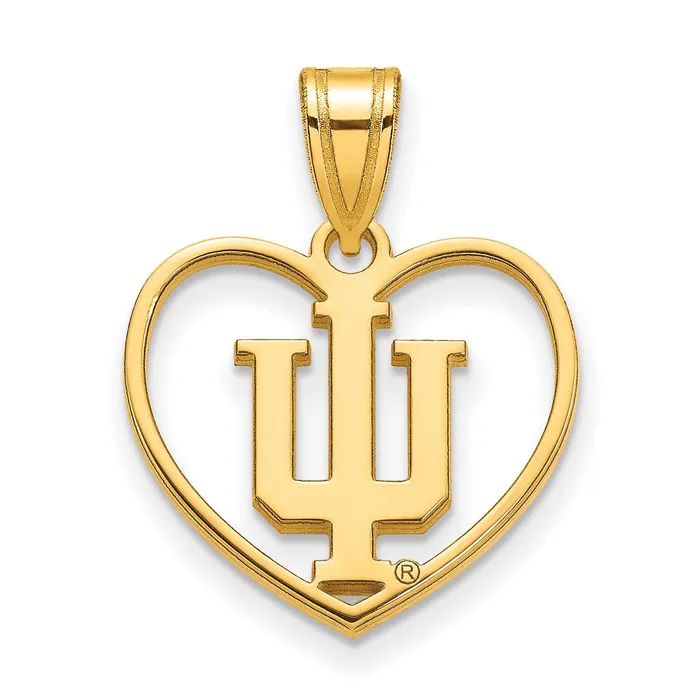 Necklaces TreasureFineJewelers Sterling Silver Goldplated Indiana University IU Heart Pendant Necklaces TreasureFineJewelers Sterling Silver Goldplated Indiana University IU Heart Pendant