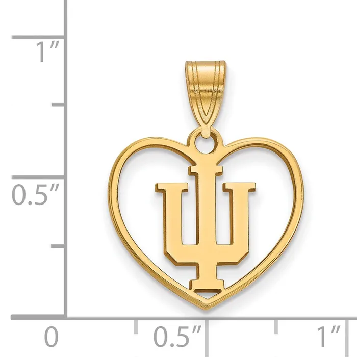 Necklaces TreasureFineJewelers Sterling Silver Goldplated Indiana University IU Heart Pendant