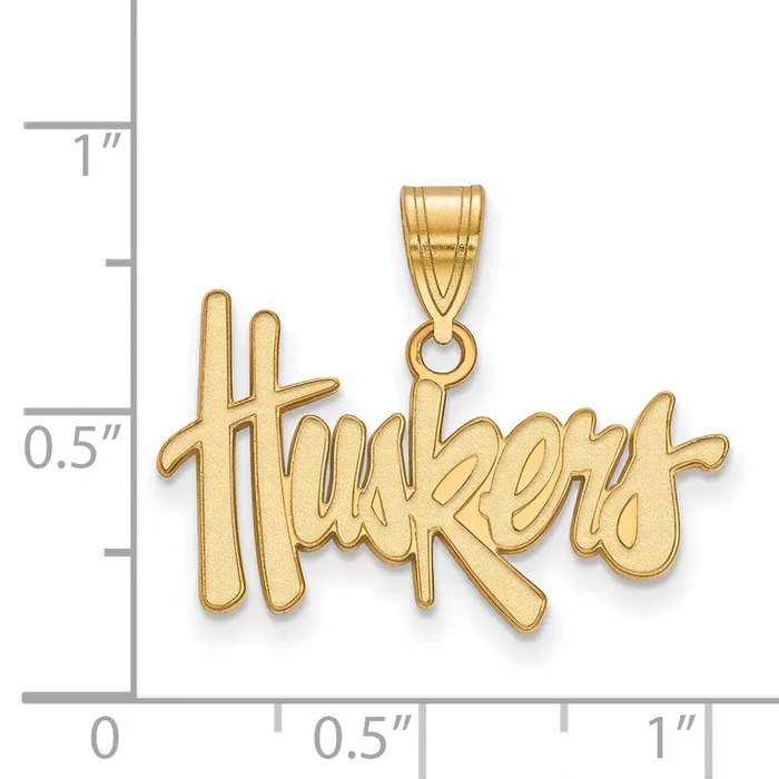 Necklaces TreasureFineJewelers Sterling Silver Goldplated University of Nebraska Huskers Medium Pendant