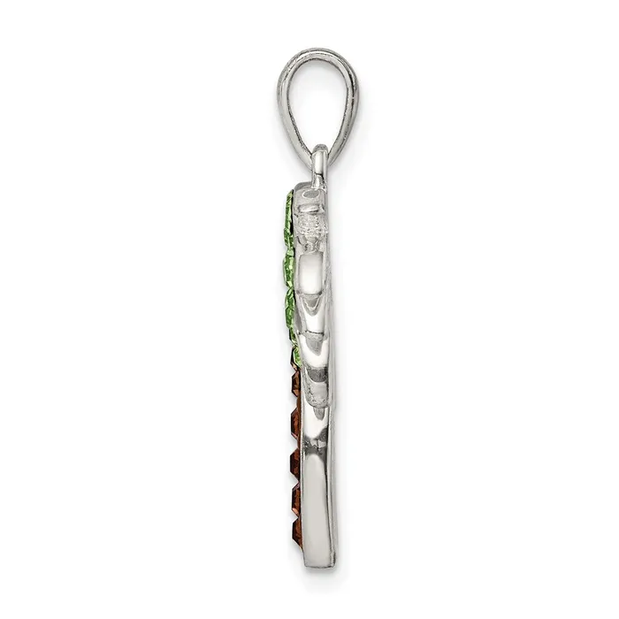 Necklaces TreasureFineJewelers Sterling Silver GreenBrown Preciosa Crystal Palm Tree Pendant
