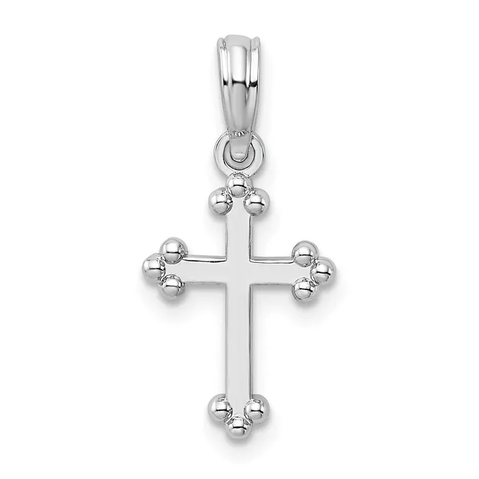Necklaces TreasureFineJewelers Sterling Silver Polished Budded Cross Small Pendant Necklaces TreasureFineJewelers Sterling Silver Polished Budded Cross Small Pendant