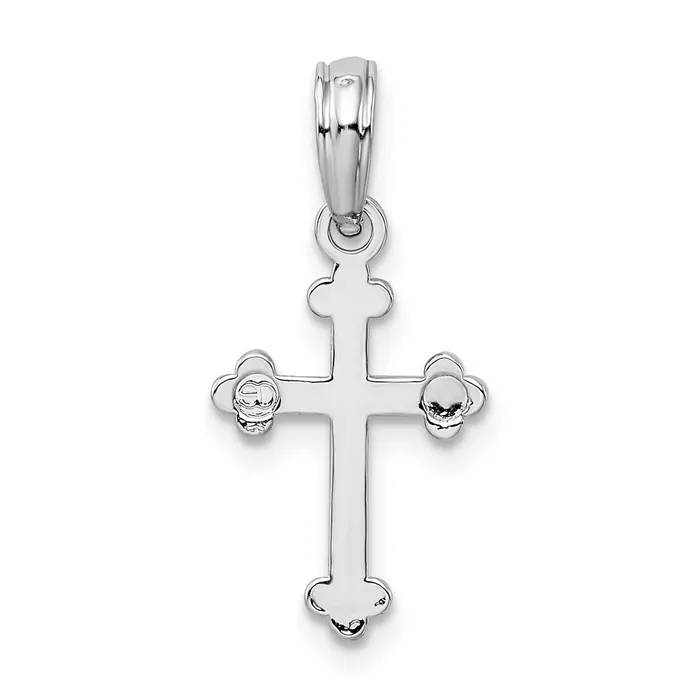 Necklaces TreasureFineJewelers Sterling Silver Polished Budded Cross Small Pendant