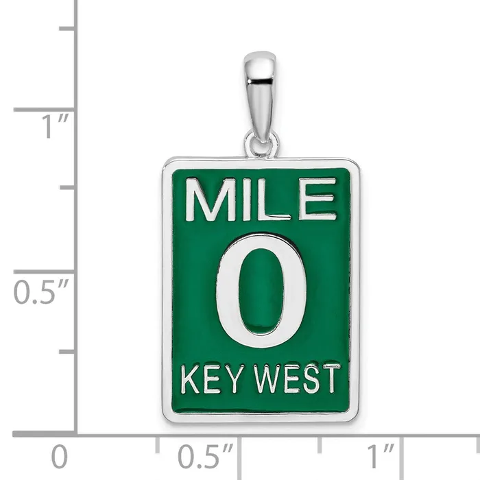 Necklaces TreasureFineJewelers Sterling Silver Polished Enameled Large Key West Mile 0 Pendant