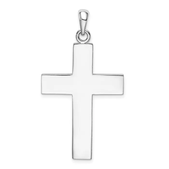 Necklaces TreasureFineJewelers Sterling Silver Polished Large Latin Cross Pendant Necklaces TreasureFineJewelers Sterling Silver Polished Large Latin Cross Pendant