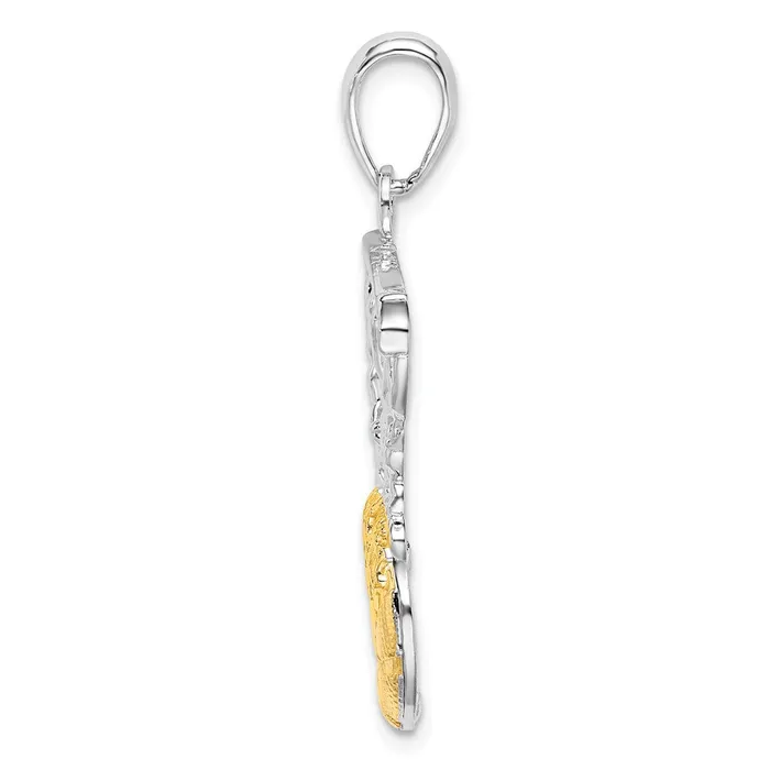 Necklaces TreasureFineJewelers Sterling Silver Polished Net w14k Basketball Pendant