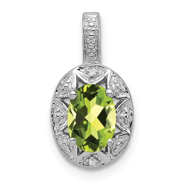Necklaces TreasureFineJewelers Sterling Silver Rhodiumplated Diam Peridot Pendant Necklaces TreasureFineJewelers Sterling Silver Rhodiumplated Diam Peridot Pendant