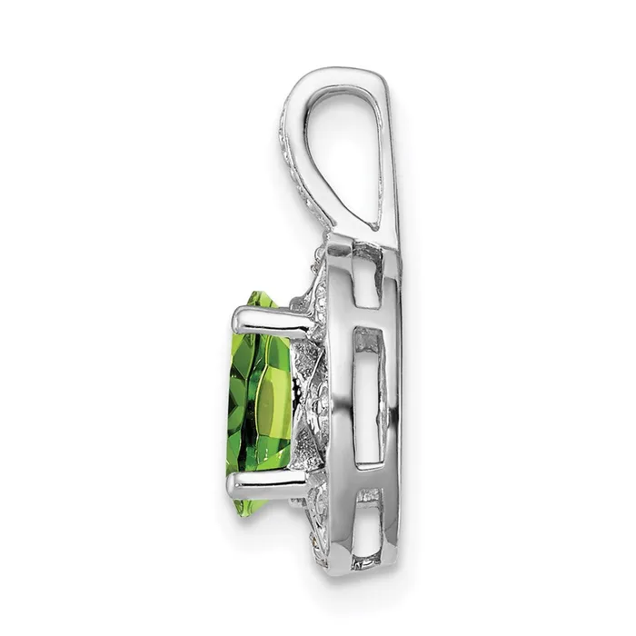 Necklaces TreasureFineJewelers Sterling Silver Rhodiumplated Diam Peridot Pendant