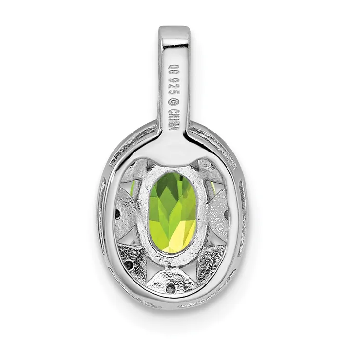 Necklaces TreasureFineJewelers Sterling Silver Rhodiumplated Diam Peridot Pendant
