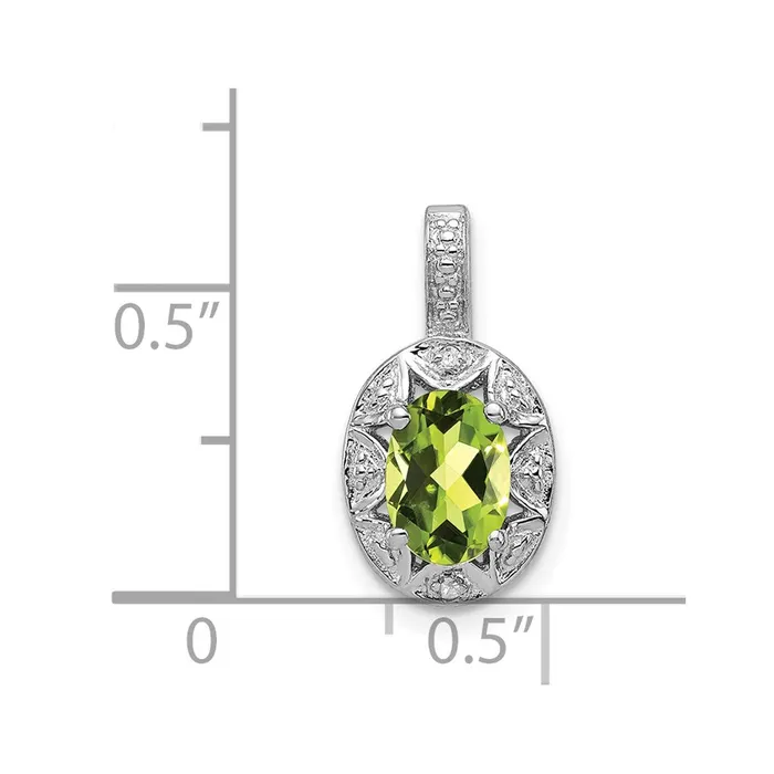 Necklaces TreasureFineJewelers Sterling Silver Rhodiumplated Diam Peridot Pendant