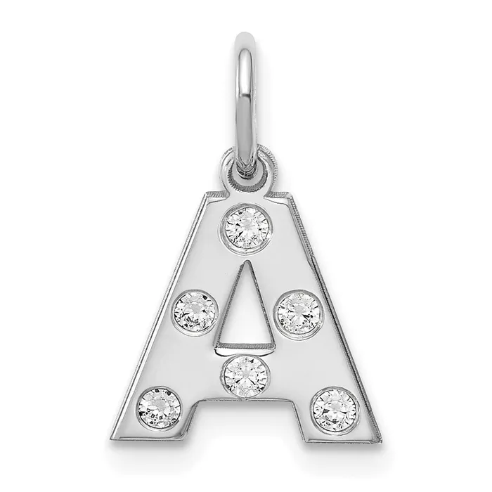 Necklaces TreasureFineJewelers Sterling SilverRhodiumplated Initial with Diamonds Charm Necklaces TreasureFineJewelers Sterling SilverRhodiumplated Initial with Diamonds Charm