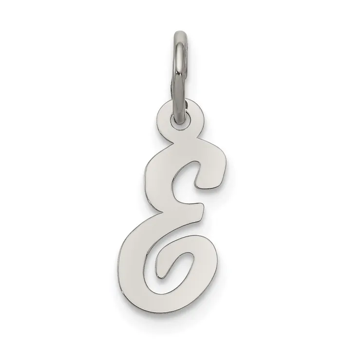 Necklaces TreasureFineJewelers Sterling Silver Rhodiumplated Script Letter E Initial Charm Necklaces TreasureFineJewelers Sterling Silver Rhodiumplated Script Letter E Initial Charm