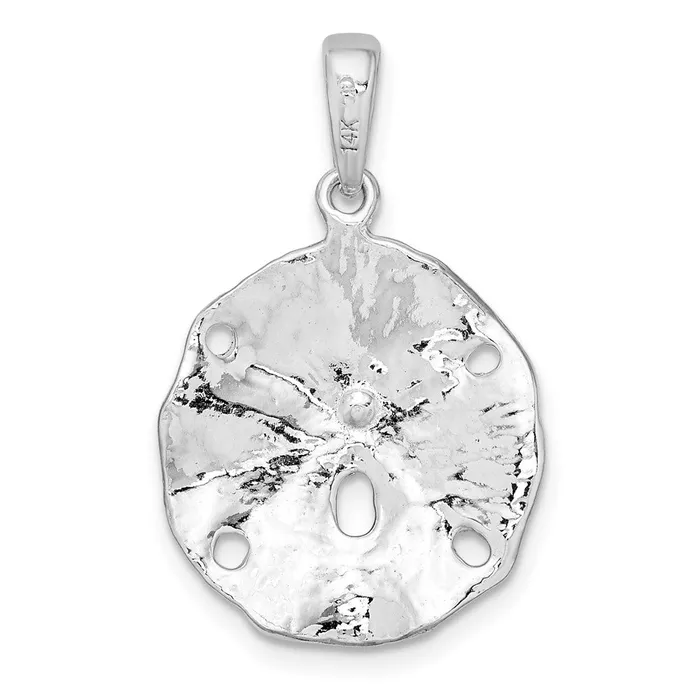 Necklaces TreasureFineJewelers Sterling Silver Textured Sand Dollar w14k Accent Pendant