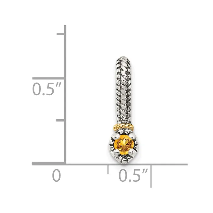 Necklaces TreasureFineJewelers Sterling Silver w 14k Polished Citrine Chain Slide Pendant