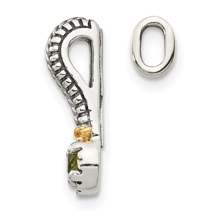 Necklaces TreasureFineJewelers Sterling Silver w 14k Polished Peridot Chain Slide Pendant