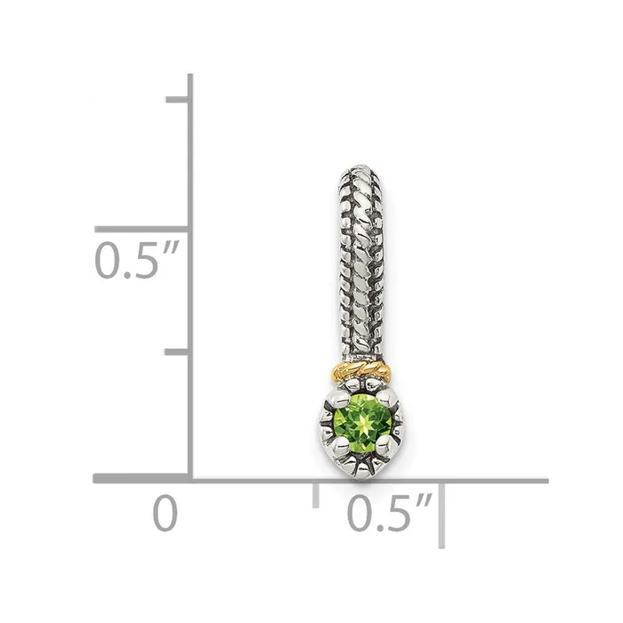 Necklaces TreasureFineJewelers Sterling Silver w 14k Polished Peridot Chain Slide Pendant
