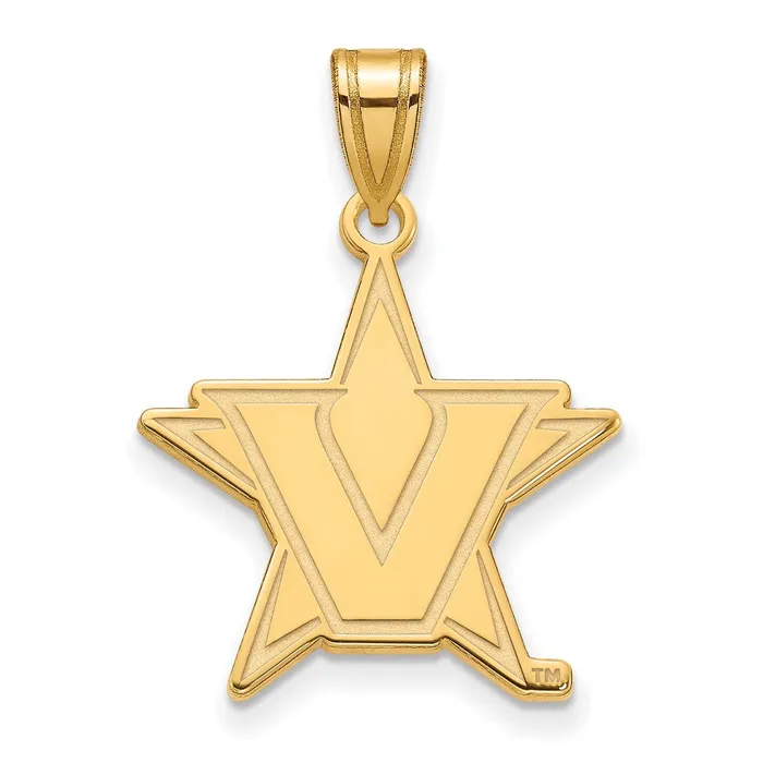 Necklaces TreasureFineJewelers Sterling Silver wGP Vanderbilt University Large Pendant Necklaces TreasureFineJewelers Sterling Silver wGP Vanderbilt University Large Pendant
