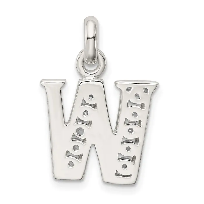 Necklaces TreasureFineJewelers Sterling Silver White CZ Letter W Initial Pendant