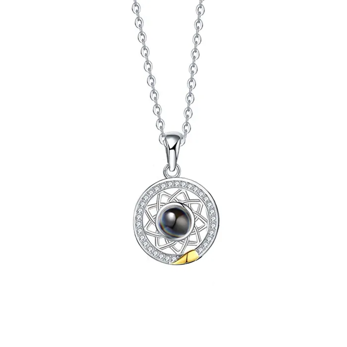 Necklaces Trendolla Jewelry Moon Pentagram Crystal Chakra Necklace with Picture Inside