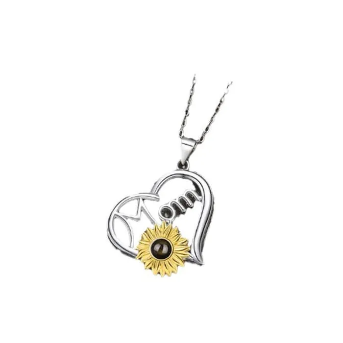 Necklaces Trendolla Jewelry S925 Sterling Silver Sunflower Necklace with Picture Inside Necklaces Trendolla Jewelry S925 Sterling Silver Sunflower Necklace with Picture Inside