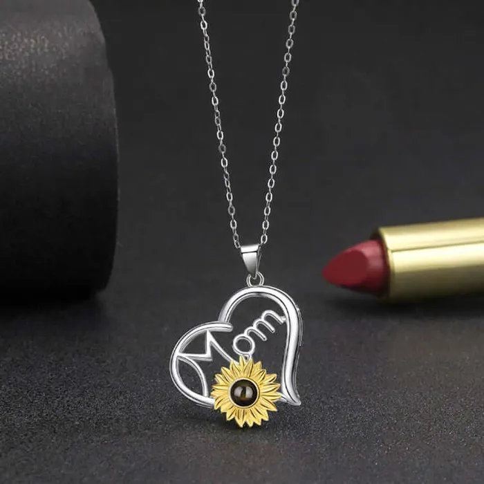 Necklaces Trendolla Jewelry S925 Sterling Silver Sunflower Necklace with Picture Inside