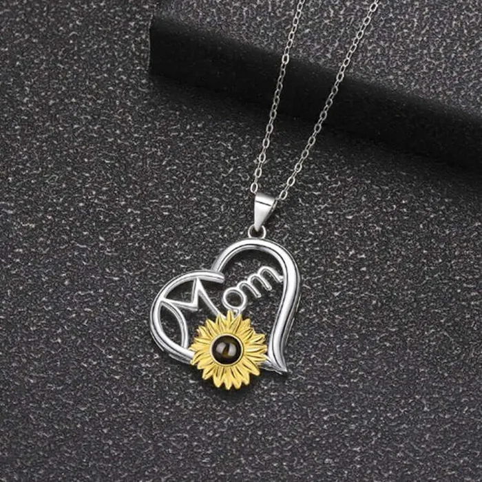 Necklaces Trendolla Jewelry S925 Sterling Silver Sunflower Necklace with Picture Inside