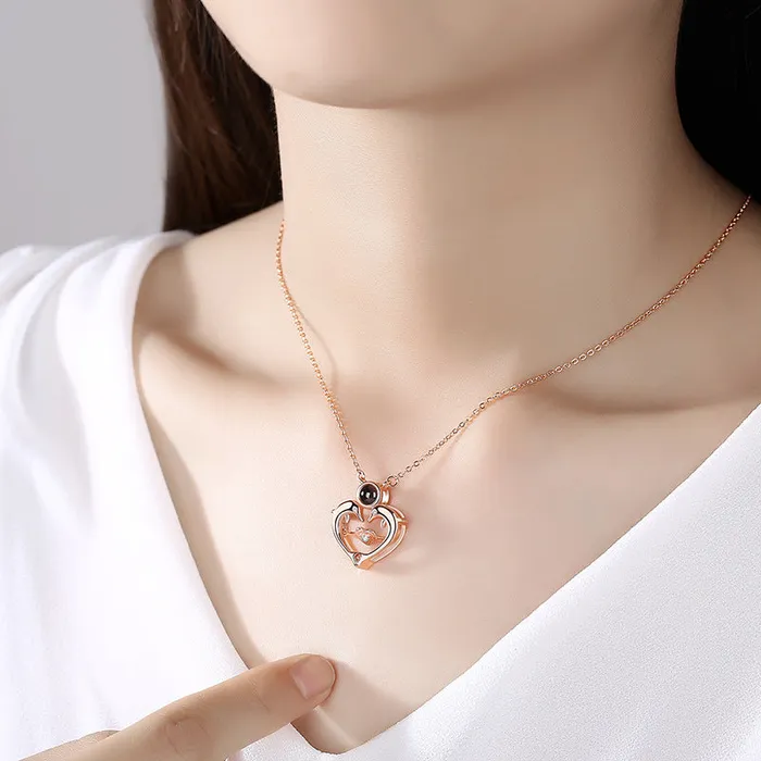 Necklaces Trendolla Jewelry Trendolla Heart Style Dolphin Pendant Necklace with Picture Inside