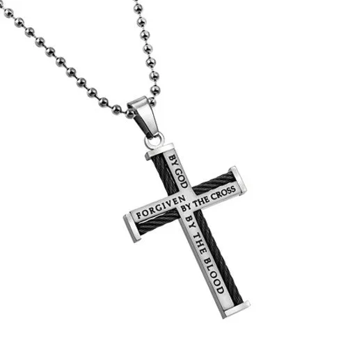 North Arrow Shop Necklaces Cable Cross Necklace for Men John 1513 Bible Verse FORGIVEN Stainless Steel Bead Chain North Arrow Shop Necklaces Cable Cross Necklace for Men John 1513 Bible Verse FORGIVEN Stainless Steel Bead Chain