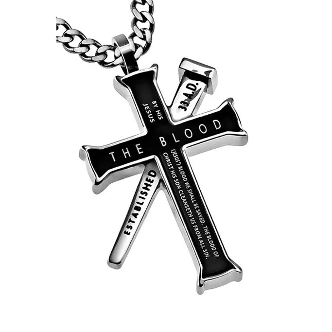 North Arrow Shop Necklaces ROMANS 59 1 JOHN 17 Black Cross and Nail Necklace with Bible Verse Stainless Steel Curb Chain North Arrow Shop Necklaces ROMANS 59 1 JOHN 17 Black Cross and Nail Necklace with Bible Verse Stainless Steel Curb Chain