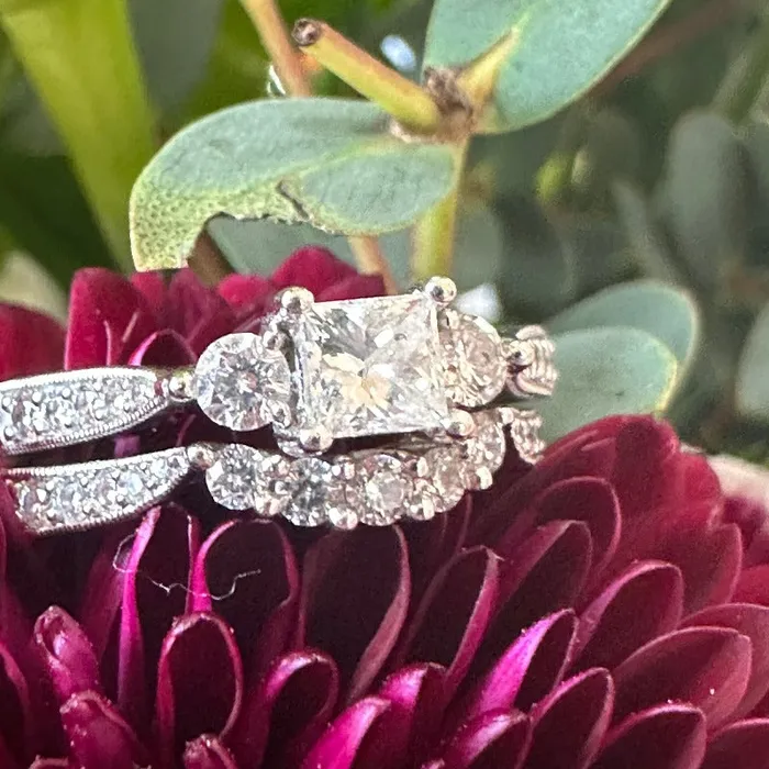 ONeills Estate Jewelry Rings 14 Karat White Gold Princess Cut Diamond Ring 10000985