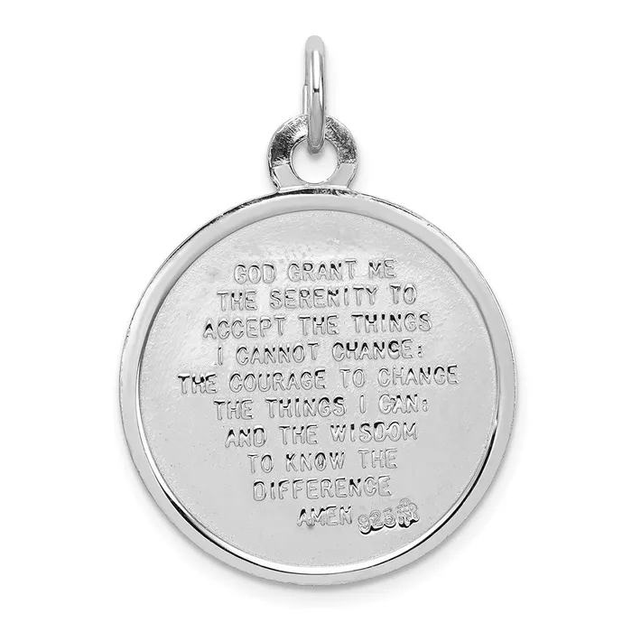 Rings Sterling Silver Rhodiumplated Praying Hands Serenity Prayer on Back Medal TreasureFineJewelers
