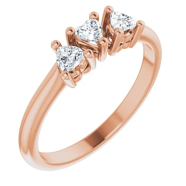 Rings TreasureFineJeweler 14K Rose 38 CTW Natural Diamond ThreeStone Anniversary Band